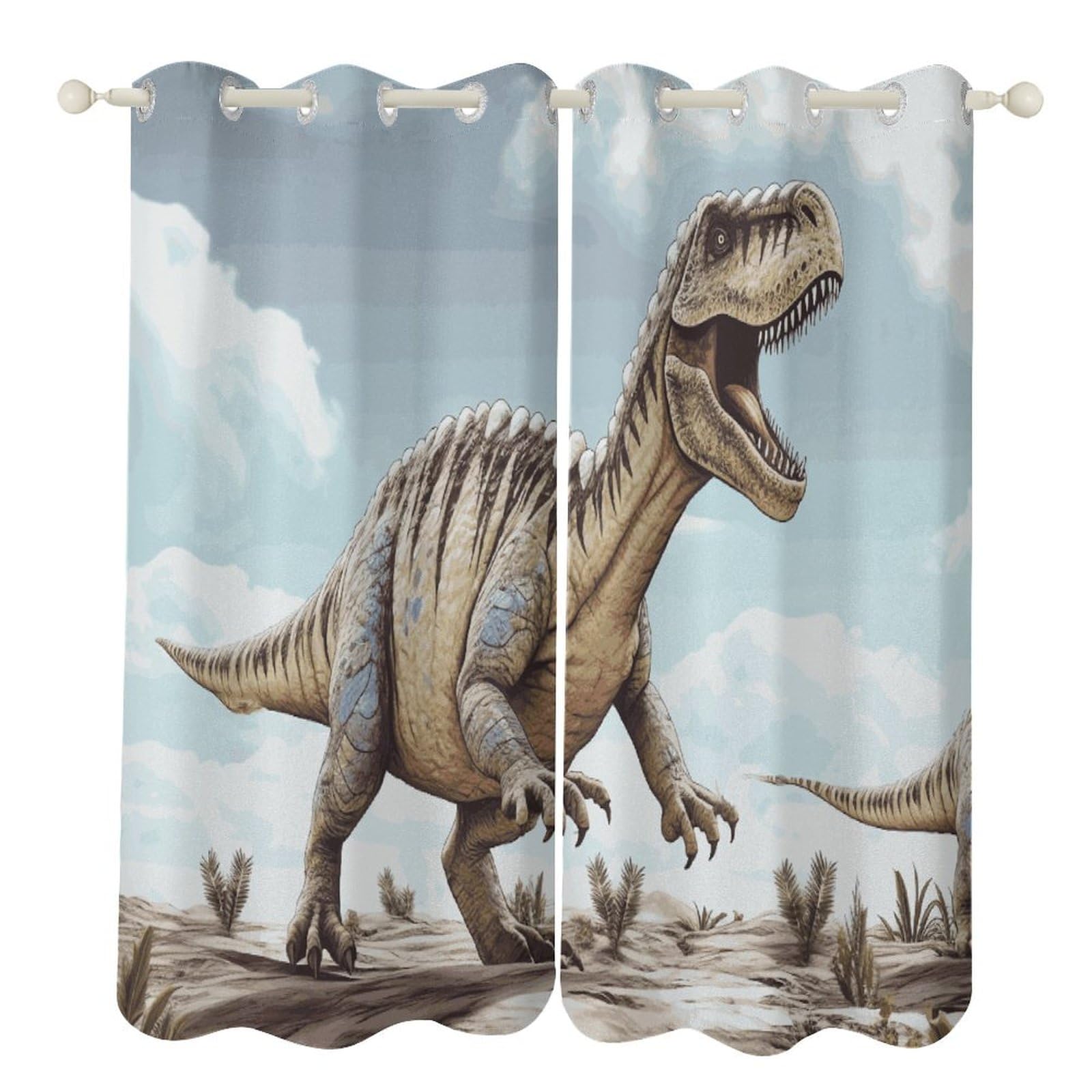 Rideaux occultants salon isolants dinosaure 132x183