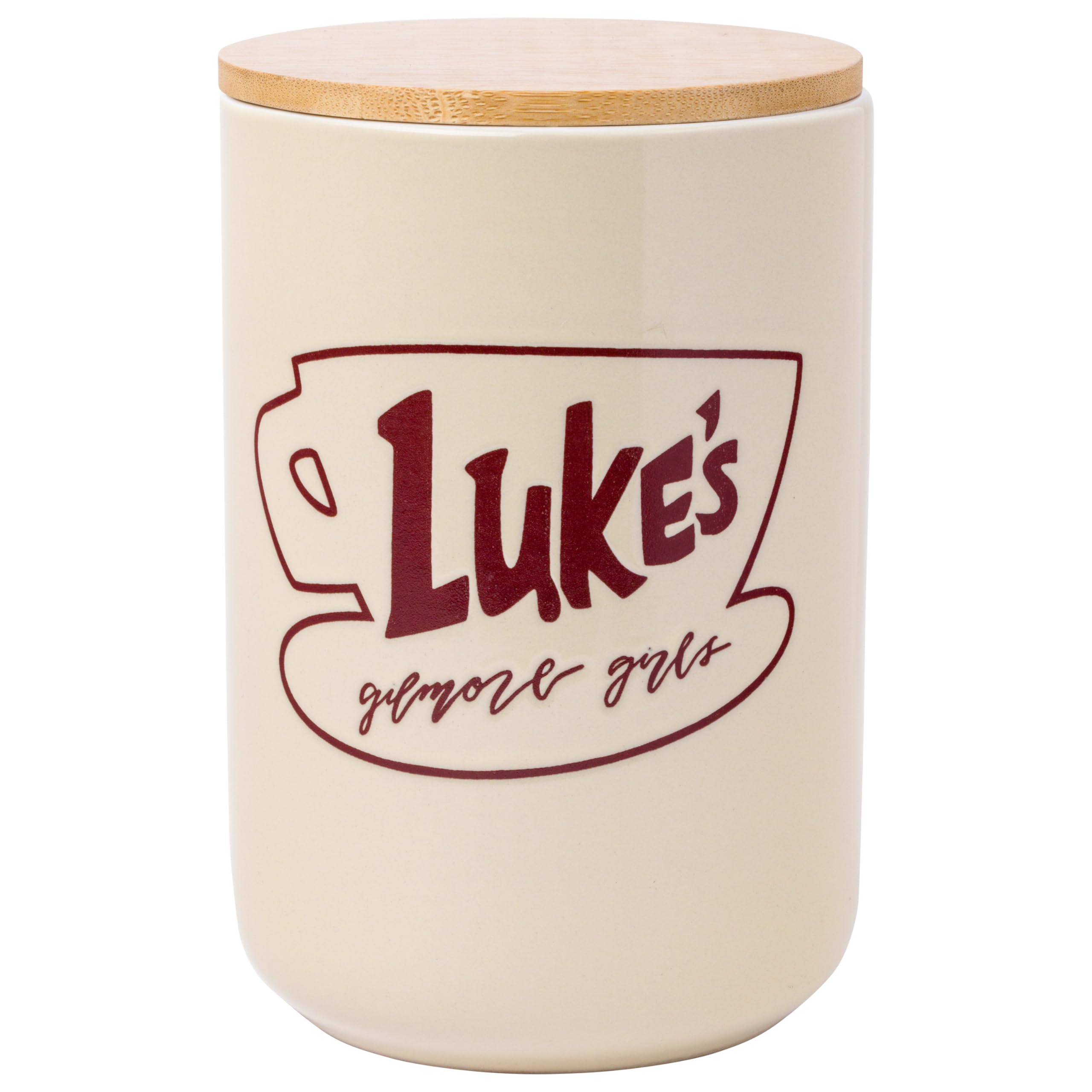 Silver Buffalo Gilmore Girls Wax Resist, Ceramic Cookie Jar, Bamboo Lid