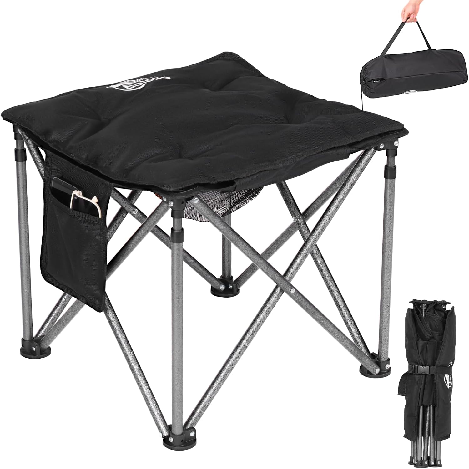 Camping Stool with Removable Padded Oversized Camping Foot Stool Ottoman 450 lbs Heavy Duty Camp Stool Camping Chair Foot Rest Foldable Footrest Black-removable Pad Single Pack
