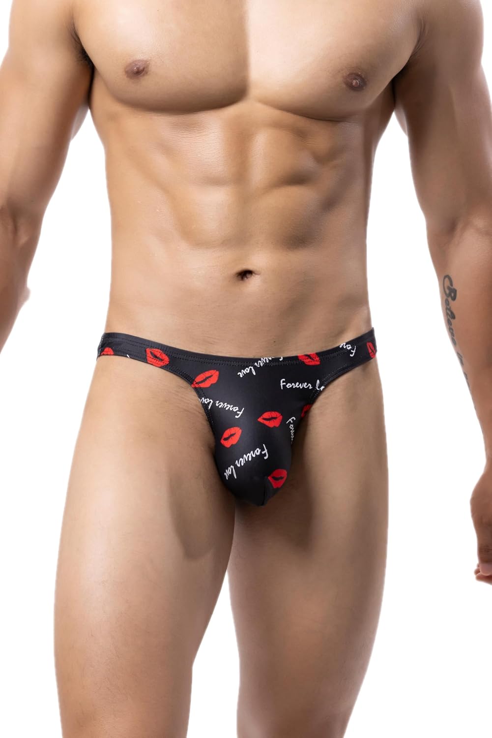 Men's Spandex Thong Low Rise Bikini Printed Briefs Underwear