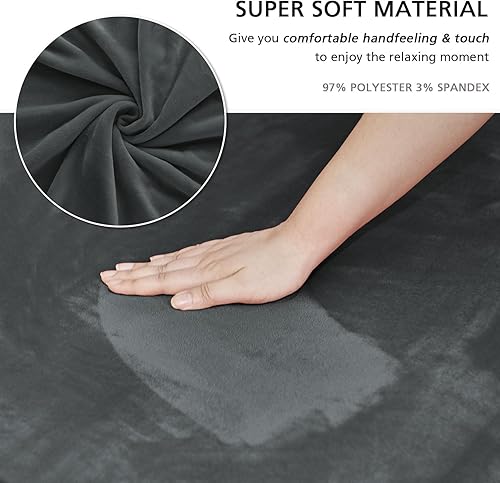 Miniatura 2 de NICEEC Funda para sofá biplaza, súper suave, 1 pieza, color gris, elástica, universal, de elastano, para sala de estar, fácil ajuste, lavable,