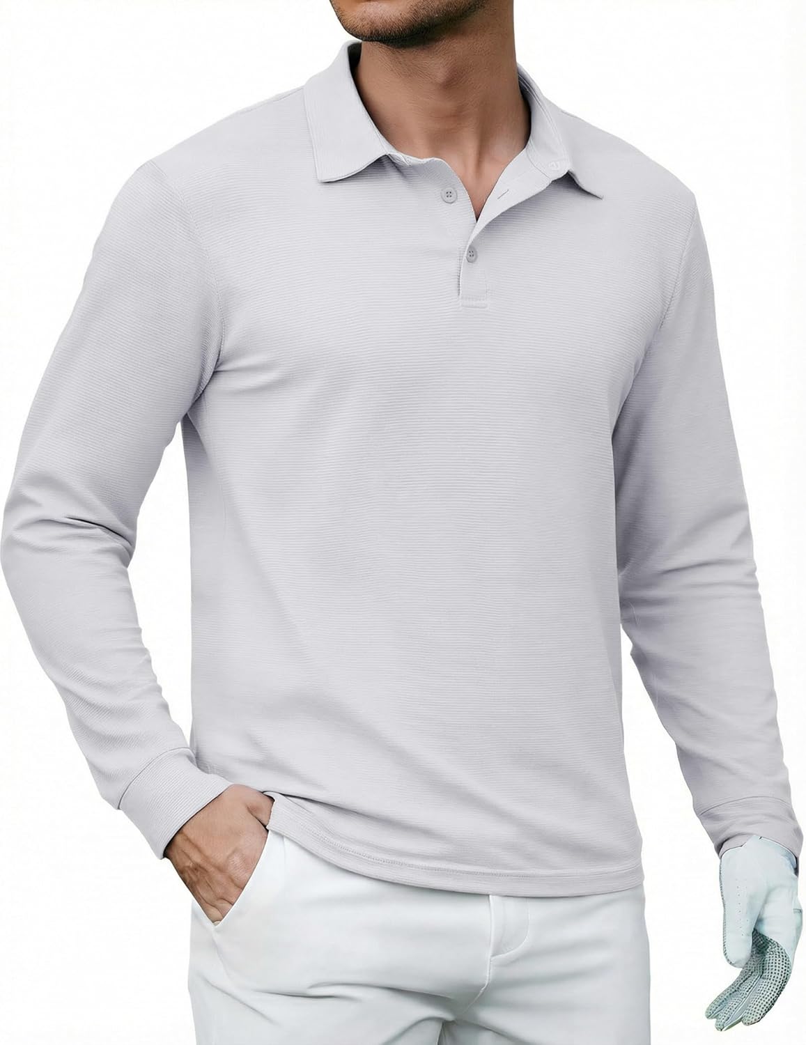 Mens’s Athletic Long Sleeve Polo Shirts UPF 50+ Sun Protection Golf Polos Lightweight Summer Quick Dry Shirts