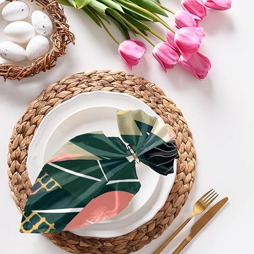 Juego de 4 servilletas de tela de plantas tropicales de 20 x 20 pulgadas, servilletas de tela coloridas con hojas abstractas, lavables,