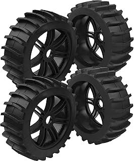 HIRCQOO 1/8 RC Off Road Buggy Snow Sand Paddle Tires Wheels 17mm Hex Hub Plastic Wheel Rims w/Foam Compatible with HSP HPI Baja Redcat Arrma Typhon 6S Losi Traxxas 1/8 Scale,7-Spoke
