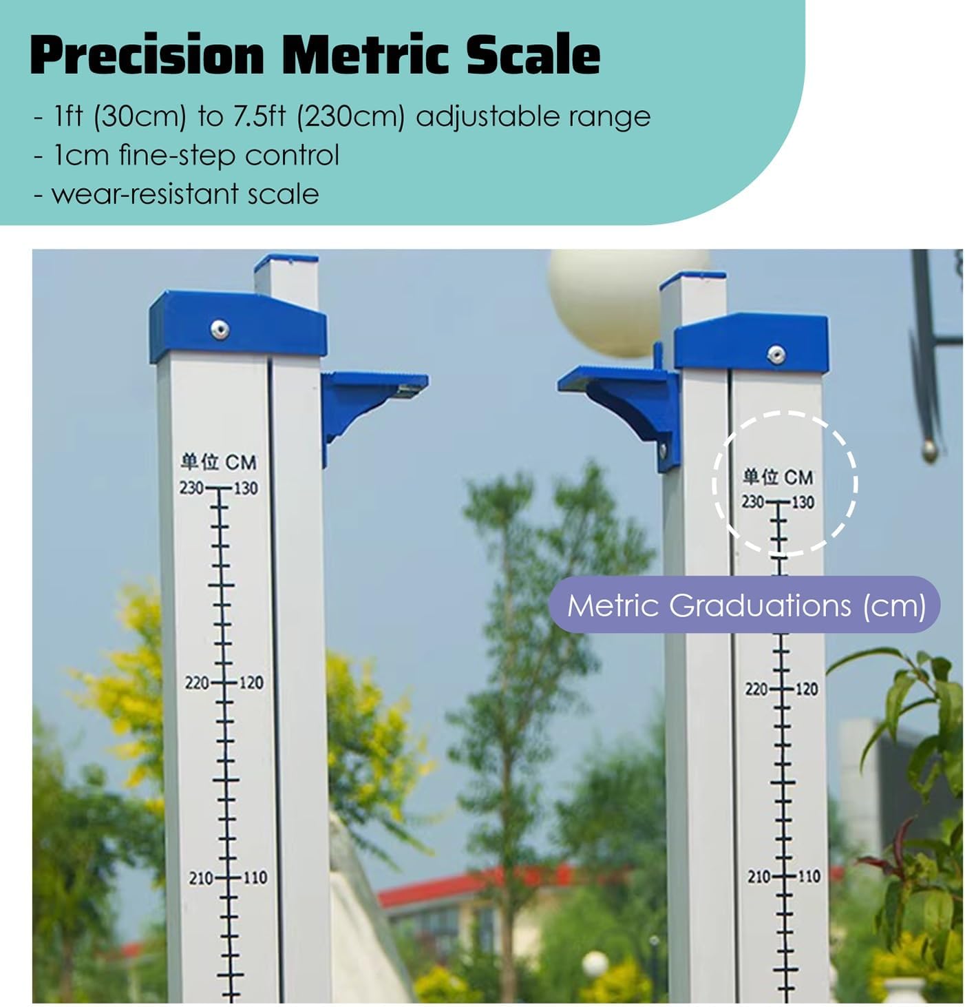 High Jump Measuring Standard - Portable Vertical Jump Tester Stand for Competition, Aluminum Construction, Roll Away Design