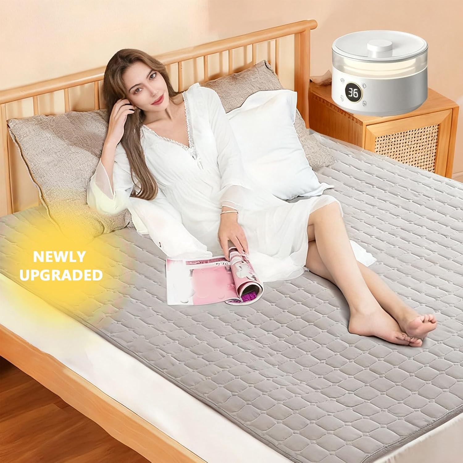Buhelyc Electric Water Heated Mattress Pad Non-Electric Bed Warmer Water Circulation Electric Blanket Silent Operation One-Touch Control for Cold Bed(Size:2 * 1.8m/6.5'*5.9',Color:Type A)