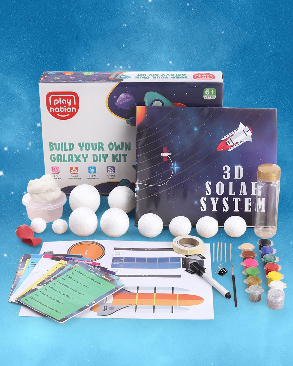 Play Nation Premium Build Your Own Galaxy DIY Kit For kids | Solar System with Vibrant Colors & Creative Designs | Art & Craft Activity | Birthday Gift Toys for Boys & Girls | Science Project Kit for Children| 6+ Years (B0CW36QKTT) Amazon Price History, Amazon Price Tracker