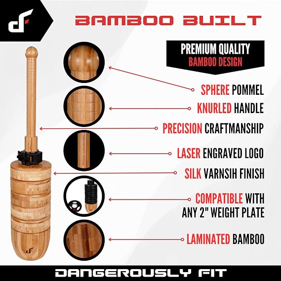 Adjustable Indian Club - Weight Loaded Bamboo Clubs - Steel Club Training Exercise Equipment For Full Body Workout, Core Trainer & Grip Strength, Home & Gym Fitness