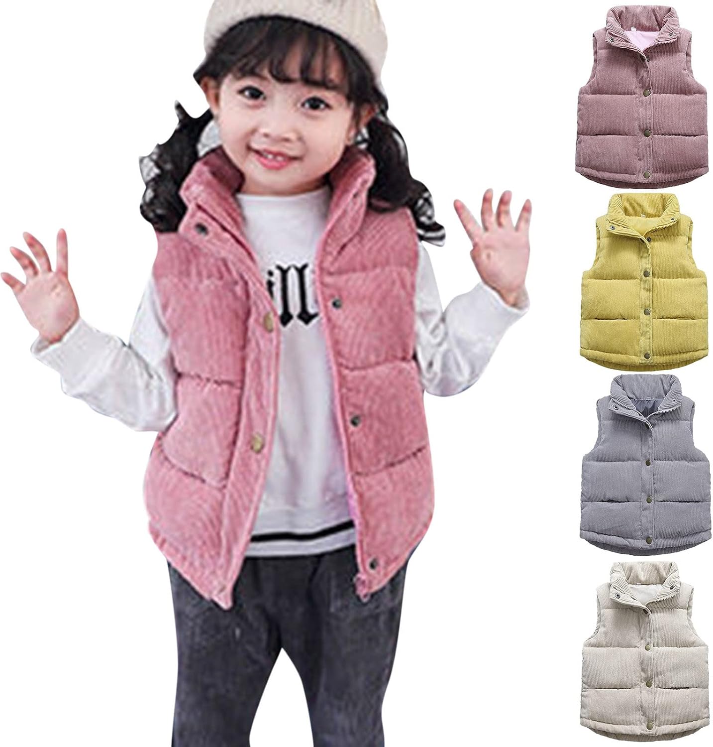Toddler Boys Girls Vest Fleece Fuzzy Sleeveless Coat Outerwear Pockets Baby 𝐩𝐮𝐟𝐟𝐞𝐫 Jacket