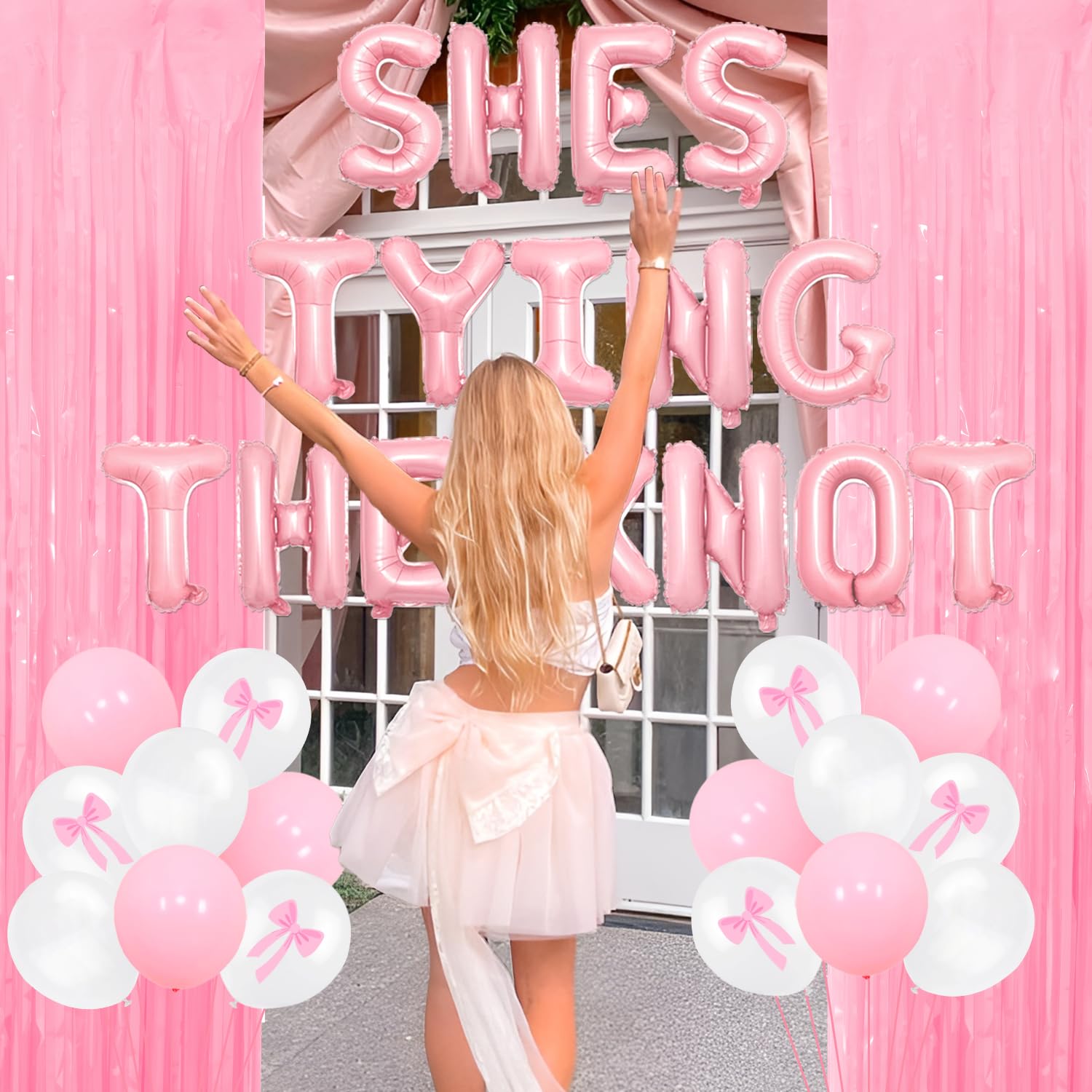 Striscione Addio Al Nubilato 'Bride To Be' Rosa Glitterato | Con Corda E Ago, Decorazioni Per Feste - 2