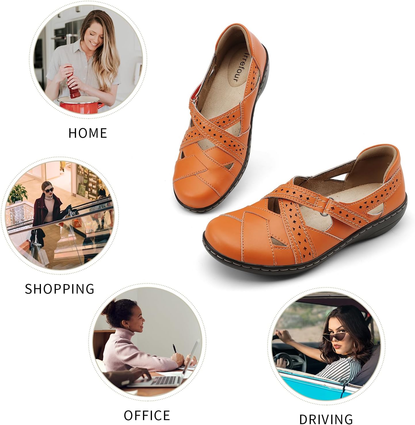 Irrefour Women's Classic Genuine Leather Casual Loafer Cute Slip-On Fashion Closed Toe Flat Sandal Comfy Work Sandal Everyday Walking Shoe - Image 5