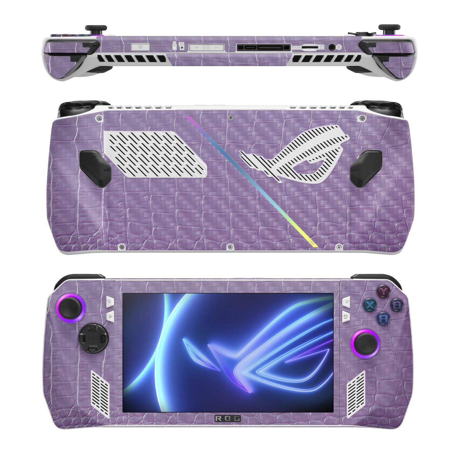 MightySkins Carbon Fiber Skin Compatible with Asus ROG Ally - Purple Gator Skin | Protective, Durable Textured Carbon Fiber Finish | Easy to Apply