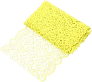QUARKZMAN Cinta de Encaje Floral de 5 Yardas y 7.1 Pulgadas de Ancho en Color Amarillo Claro para Coser, Manualidades DIY, Envoltura de Regalos y Decoración de Bodas