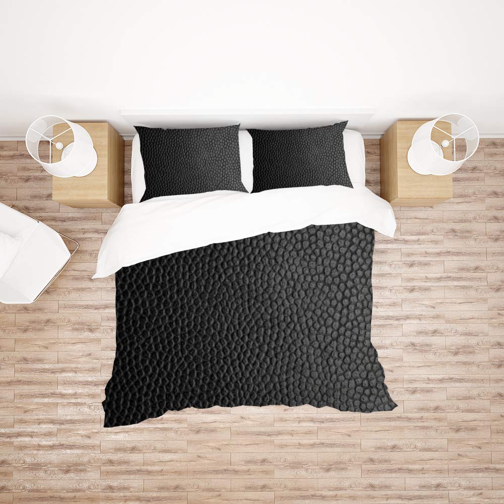 Parure de lit King Size ultra doux aspect cuir noir design moderne pour chambre chic
