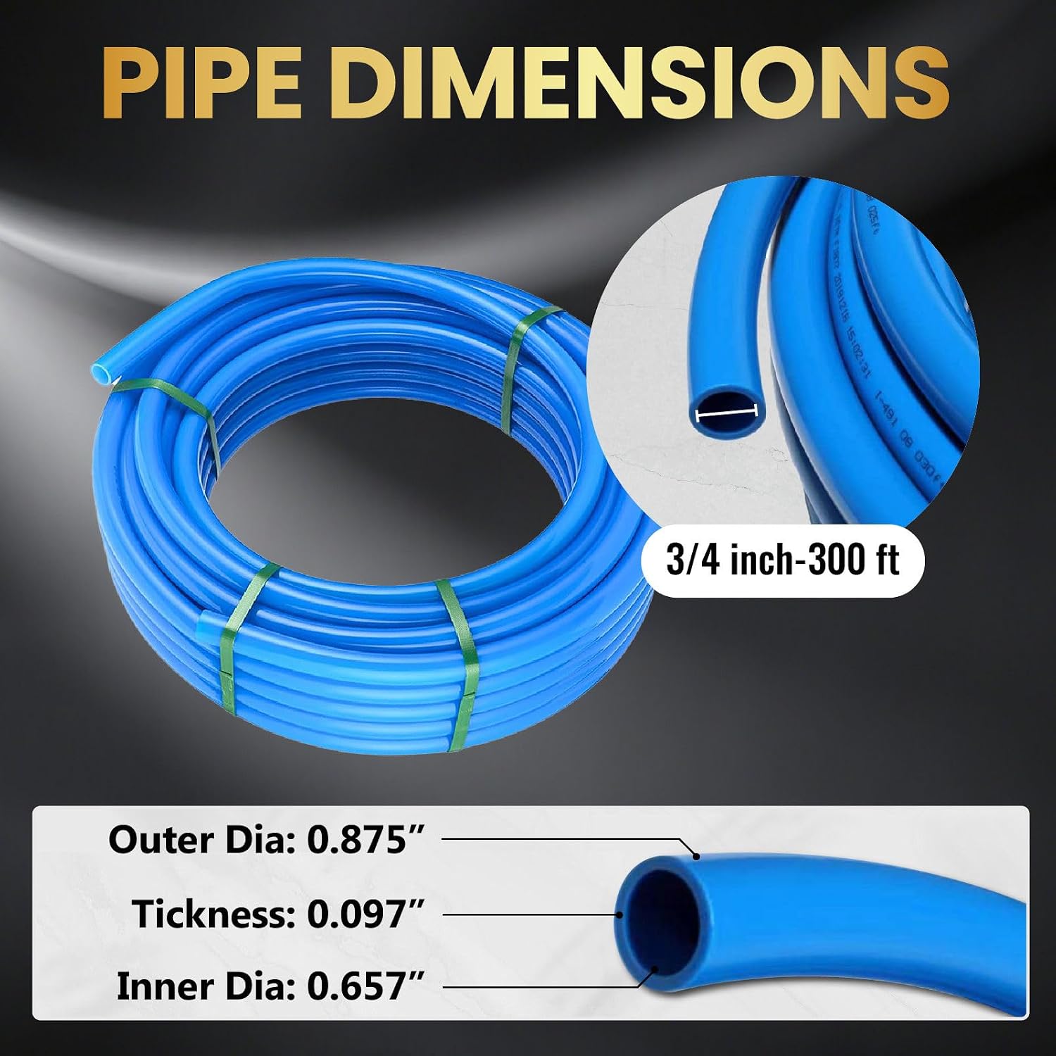 3/4 Inch-300 ft Foskan Blue PEX-B Pipe,Water Tubing with a Pipe Cutter,a Crimper Tool,a Canvas Bag,30 PCS PEX & 100 PCS Cinch Clamps