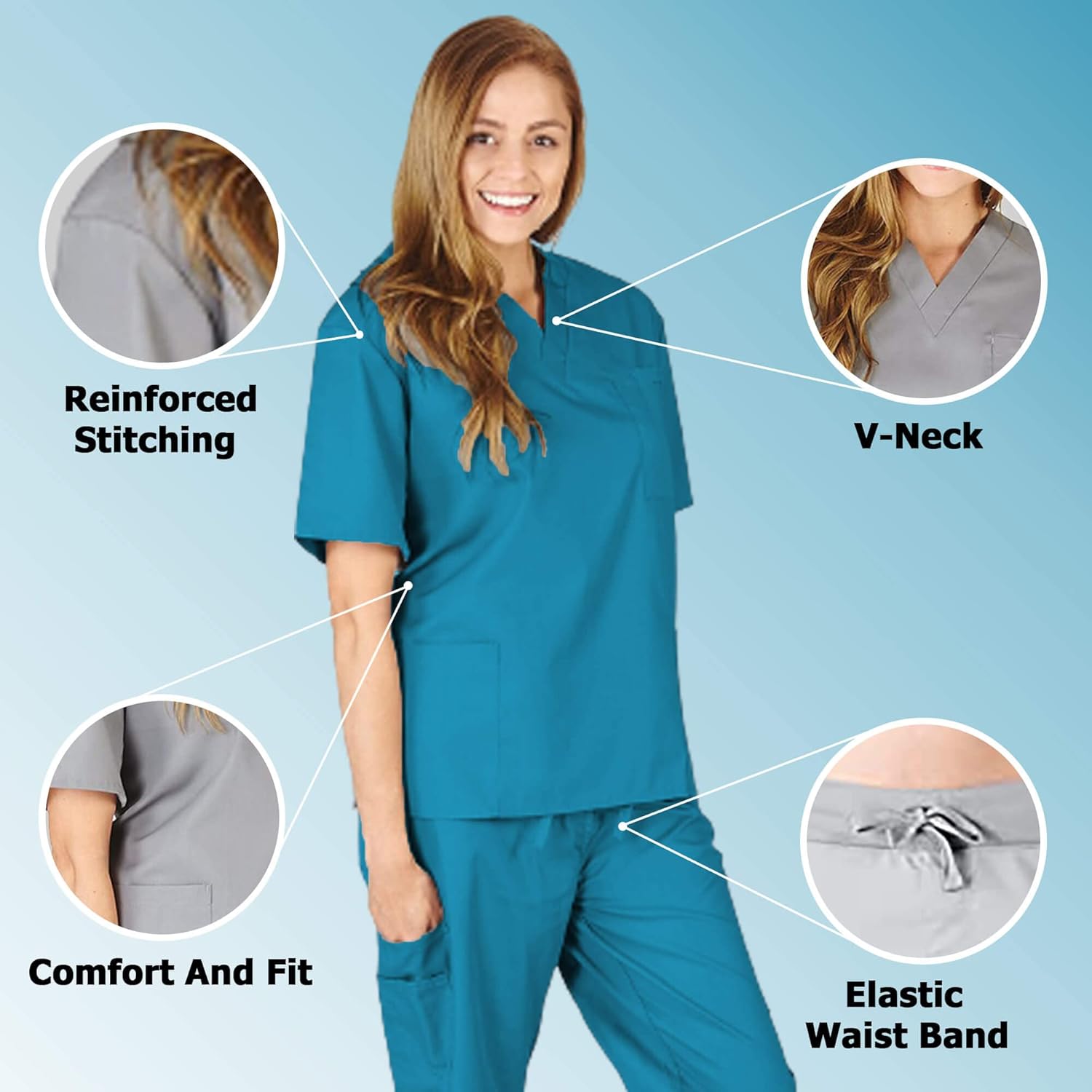 ACTIVE UNIFORMS Women's Scrub Sets, Scrub Top and Pants. Run Large - Image 4