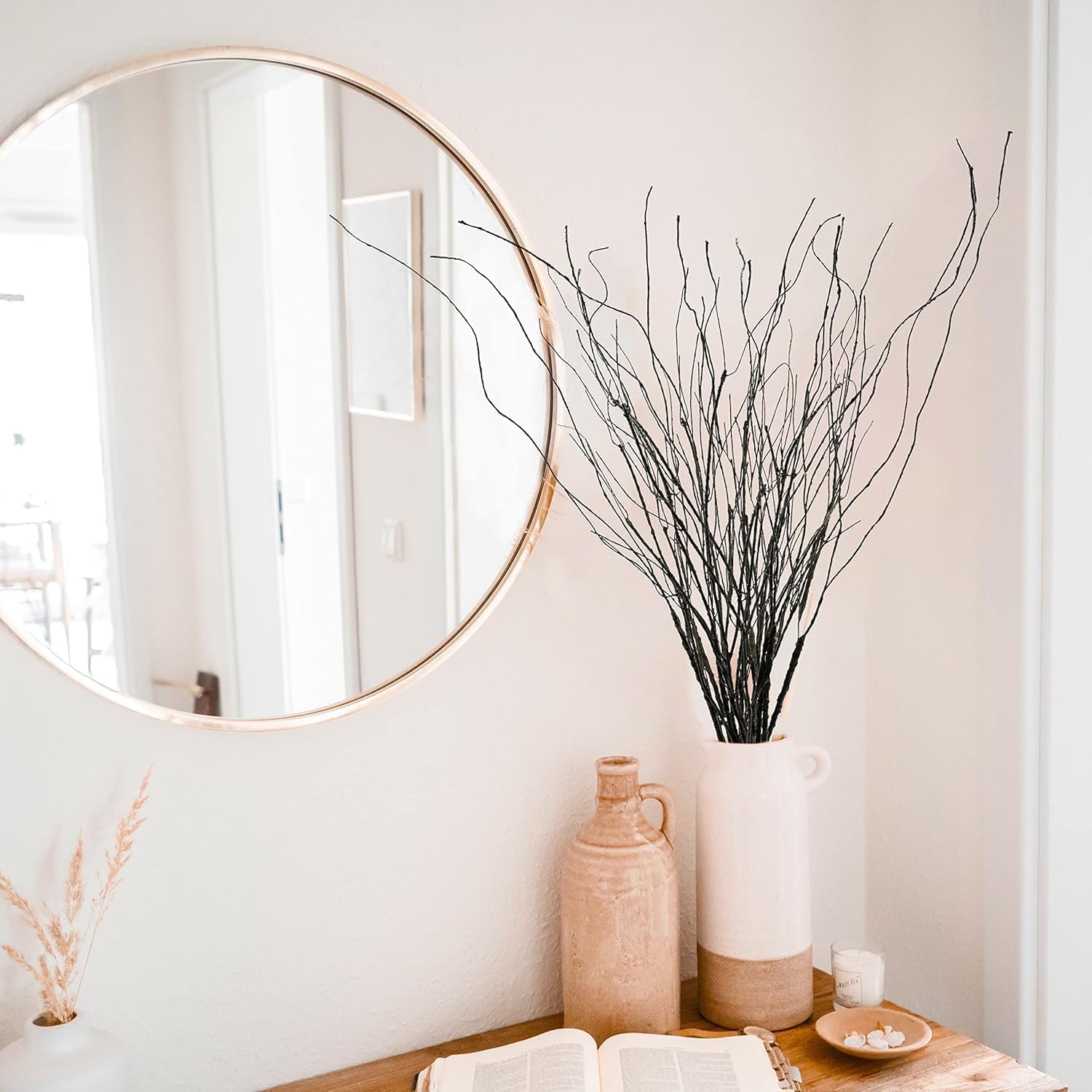 30Pcs 30" Curly Willow Branches, Artificial Flowers Twigs Decorative Sticks Stem, Dry Bendable Tree Branches for DIY Craft Home Room Wedding Floor Vase Garden Farmhouse Decor