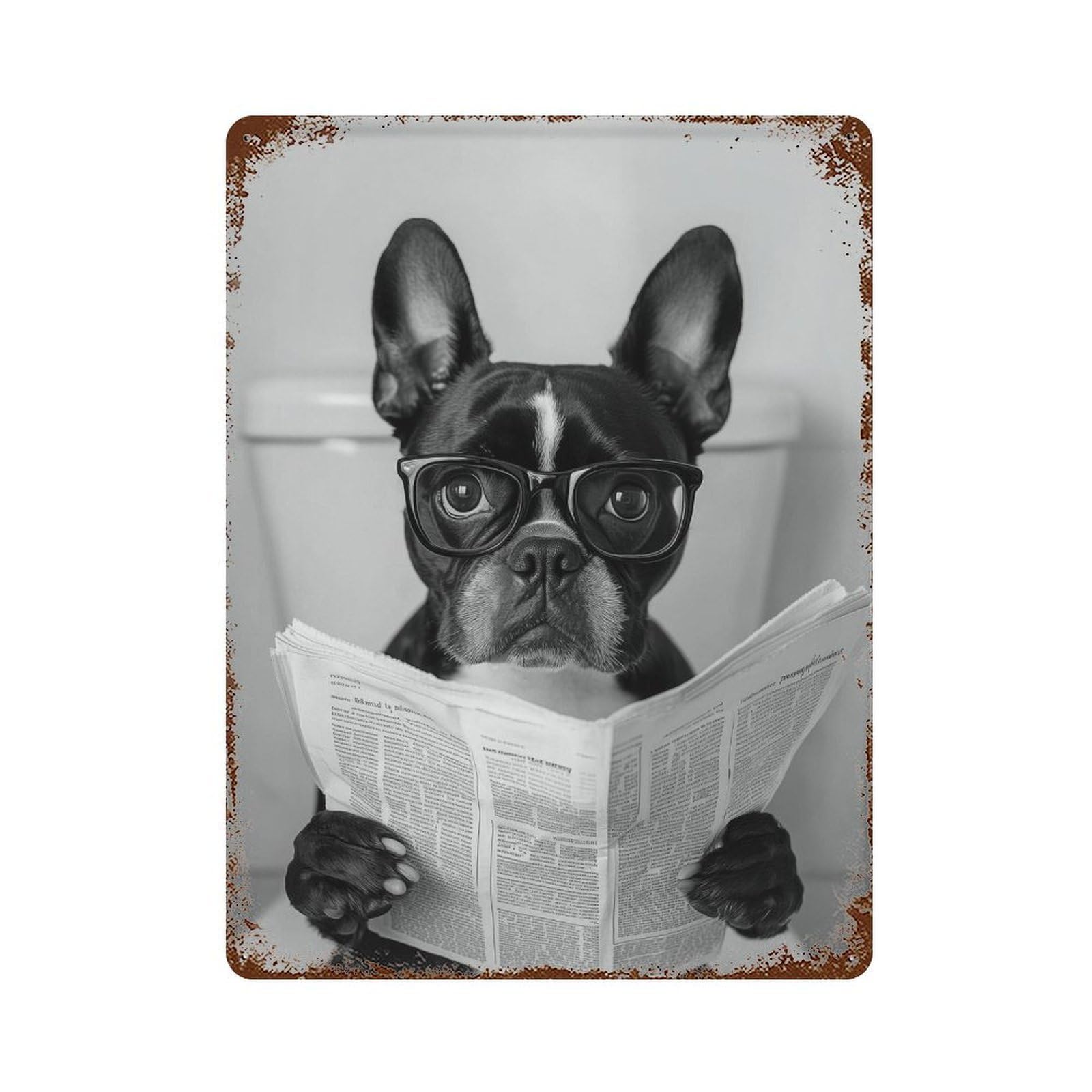 xiaoxiaoshen Boston Terrier Bathroom Print Wall Decor Art Metal Tin Poster Modern Home Decor Art Home Bar Shop Decorations Vintage Sign 40x30cm