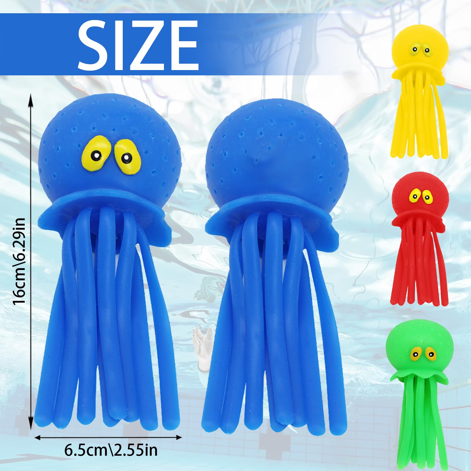 4 Polpi Giocattolo Per Piscina E Bagno - Giocattoli Sensoriali Acqua Splash Per Bambini 3+ Anni