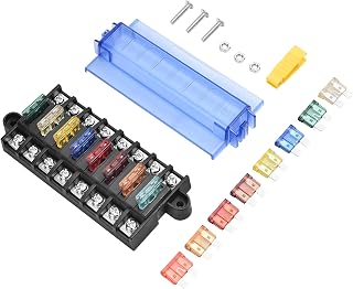 PSUPOSUQ 12V 8-Way Blade Fuse Box Kit - Waterproof Marine Fuse Block for Cars Boats RVs Trucks SUVs