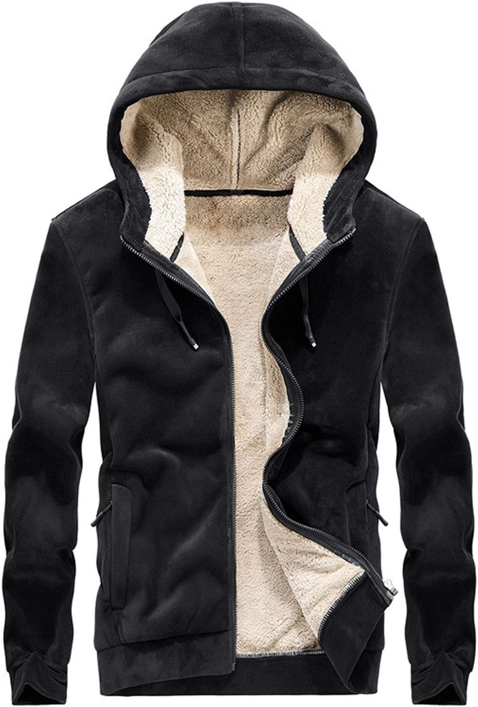faux shearling lined hoodie