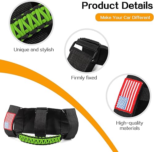 Miniatura 6 de Hoolcar 4 asas de agarre de barra antivuelco, asas de agarre de paracaídas compatibles con Jeep Wrangler YJ TJ JK JKU JL JLU y Gladiator JT, negro y