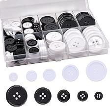 OURUI Sewing Buttons 168pcs Black White Craft Shirt Buttons, Round Resin 4-Hole 5 Sizes Buttons for Sewing, Clothing and DIY Crafts