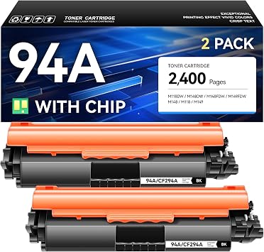94A Toner Cartridge Black 2-Pack with Chip High Yield Replacement for HP 94A CF294A 94X CF294X Toner Compatible with HP LaserJet Pro MFP M148dw M148fdw M118dw Printer Ink M148 M118 M149 Series Copier