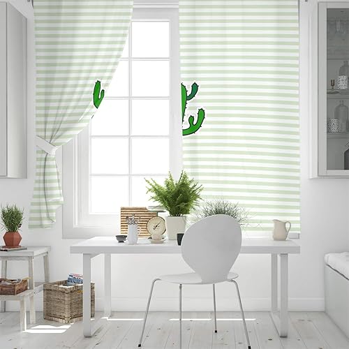 Miniatura 4 de FortuneHouse Blackout Curtains Thermal Insulated Succulent Cactus Solid Pattern Metal Grommet Elegant Room Drapes Window Curtain for Bedroom Living