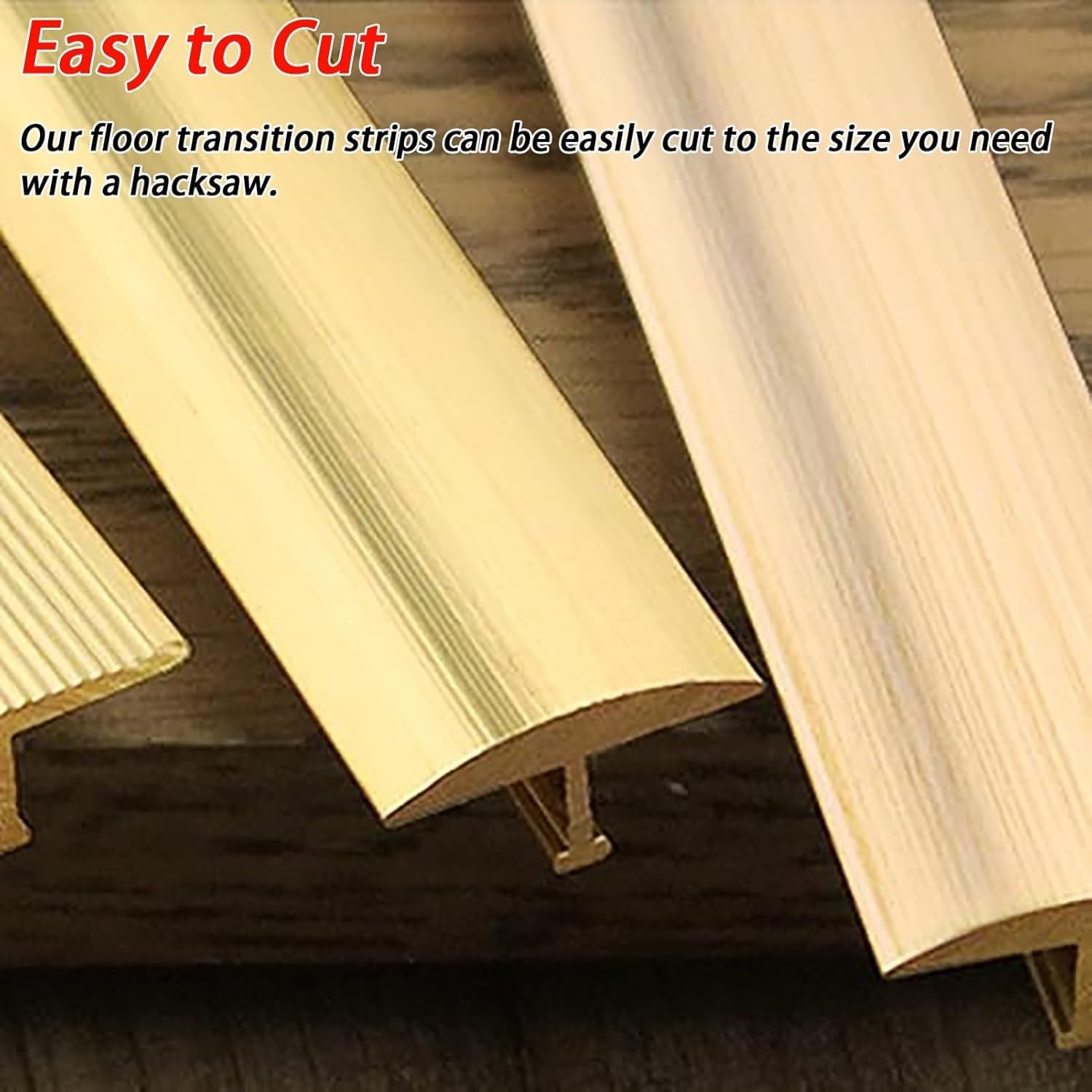 Curved Floor Transition Strip/Edging Cover, Floor Transition Strip Metal Brass Trim for Bathroom/Office Decorative, T Molding Threshold Strip for Wooden Flooring(5mm(1/4") X4mm(1/8"))