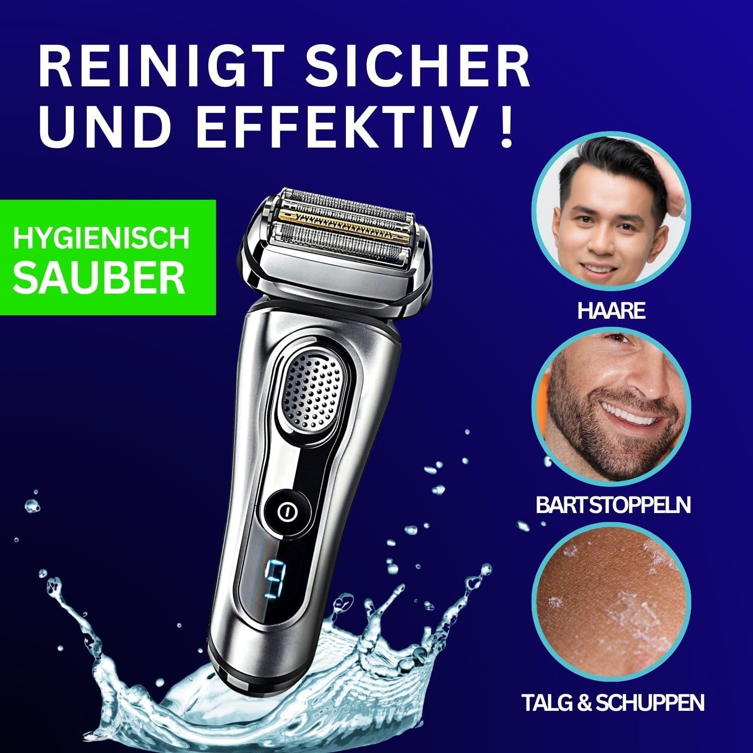 Scherkopfreiniger Nachfüllflüssigkeit - Kompatibel für Braun Clean & Renew Reinigungskartuschen - Braun Reinigungskartuschen Series 9 - Scherkopfreiniger für Braun Reinigungskartusche 2x 1L