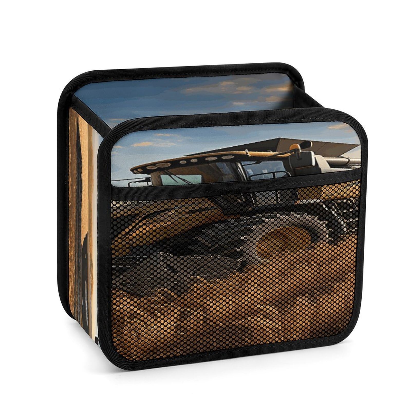 FekiLoot Farm Tractor Harvest Backseat Car Organizer - Premium PU Leather Hanging Car Seat Organizer with Storage Mesh Pockets, Large Capacity Car Backseat Organizer Travel Accessories