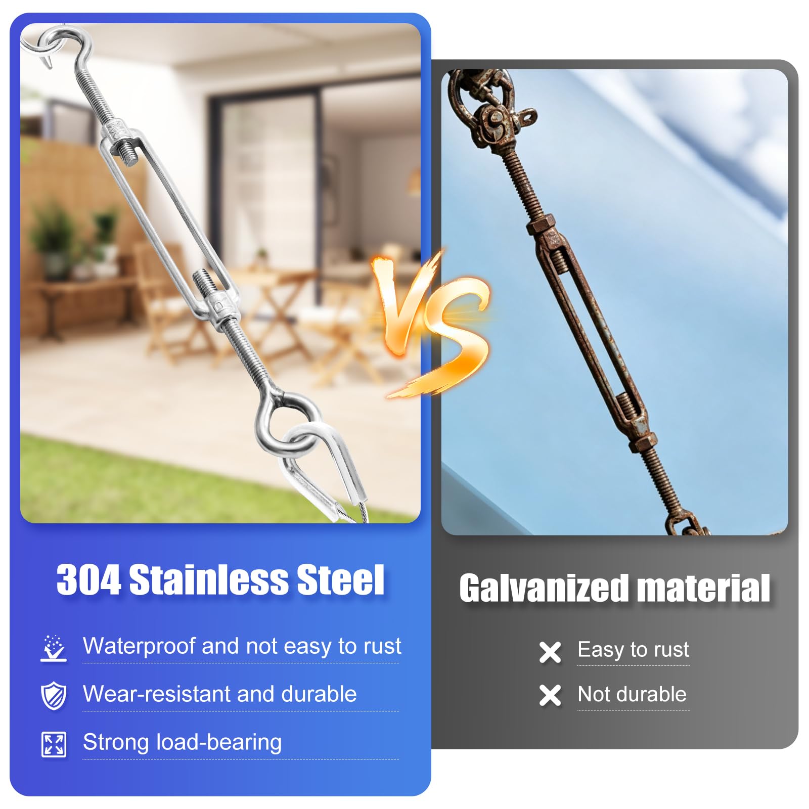 Kit Cavo Acciaio Inox 5mm 30M Rivestito PVC, con Tenditore M6 e Accessori, per Stendibiancheria, Piante Rampicanti, Tende e Sostegni Esterni