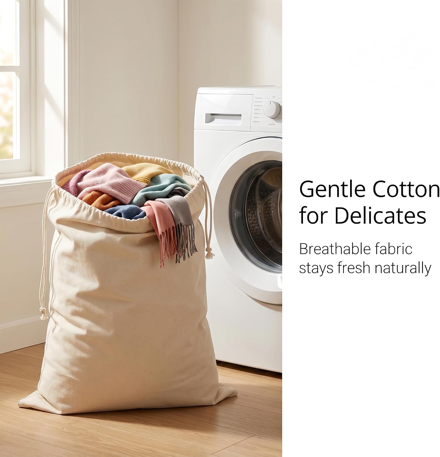 Canvas Laundry Bag with Drawstring, 28 x 39 Inch, Large Cotton, 6 Pack, for Home Sports Travel
