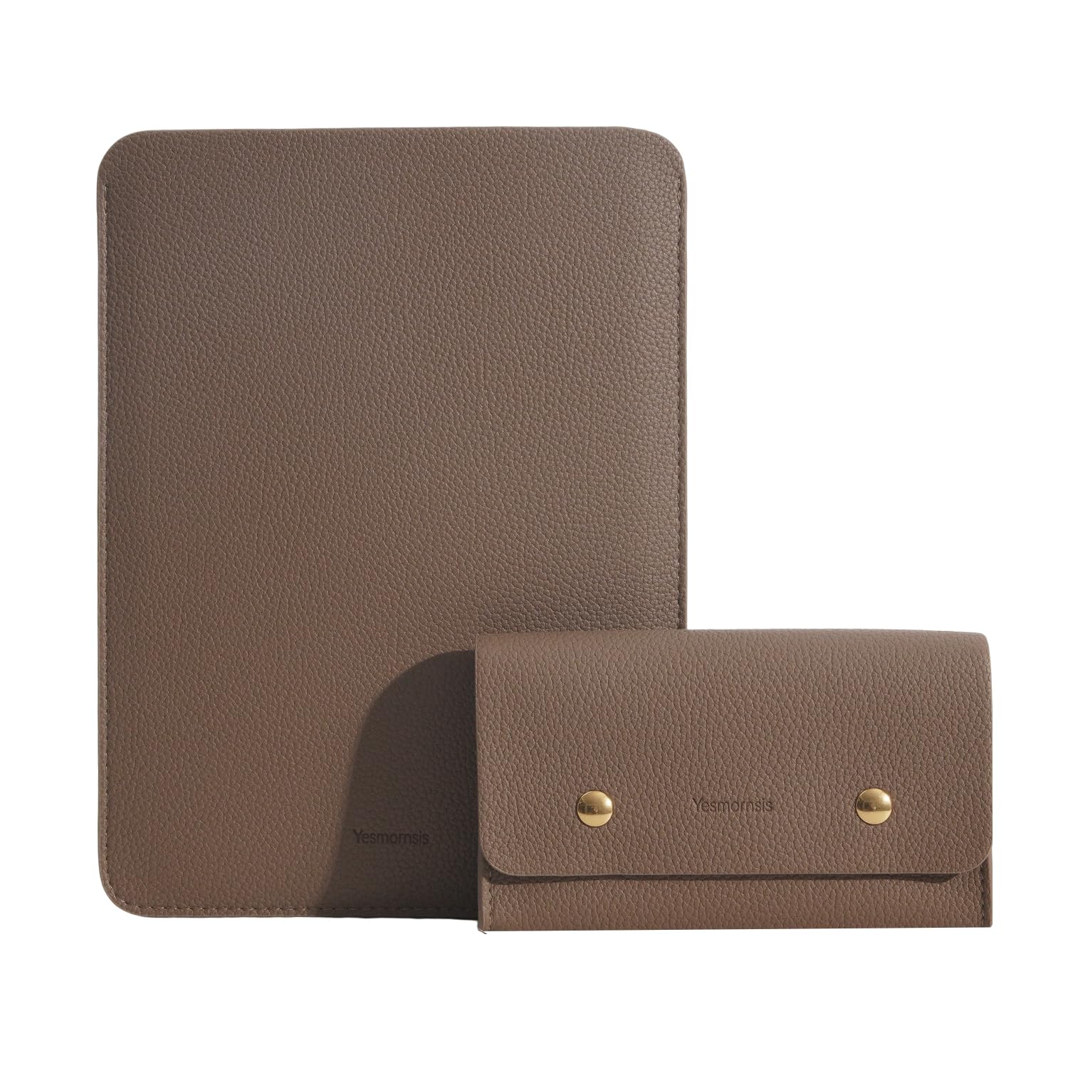 Yesmornsis PU-Leder Gepolsterte Laptoptasche 15 Zoll Kompatibel mit Neuem MacBook Air 15.3 A3114 M3 A2941 Notebookschoner mit Ladegerät-Tasche Farbe Kaffee
