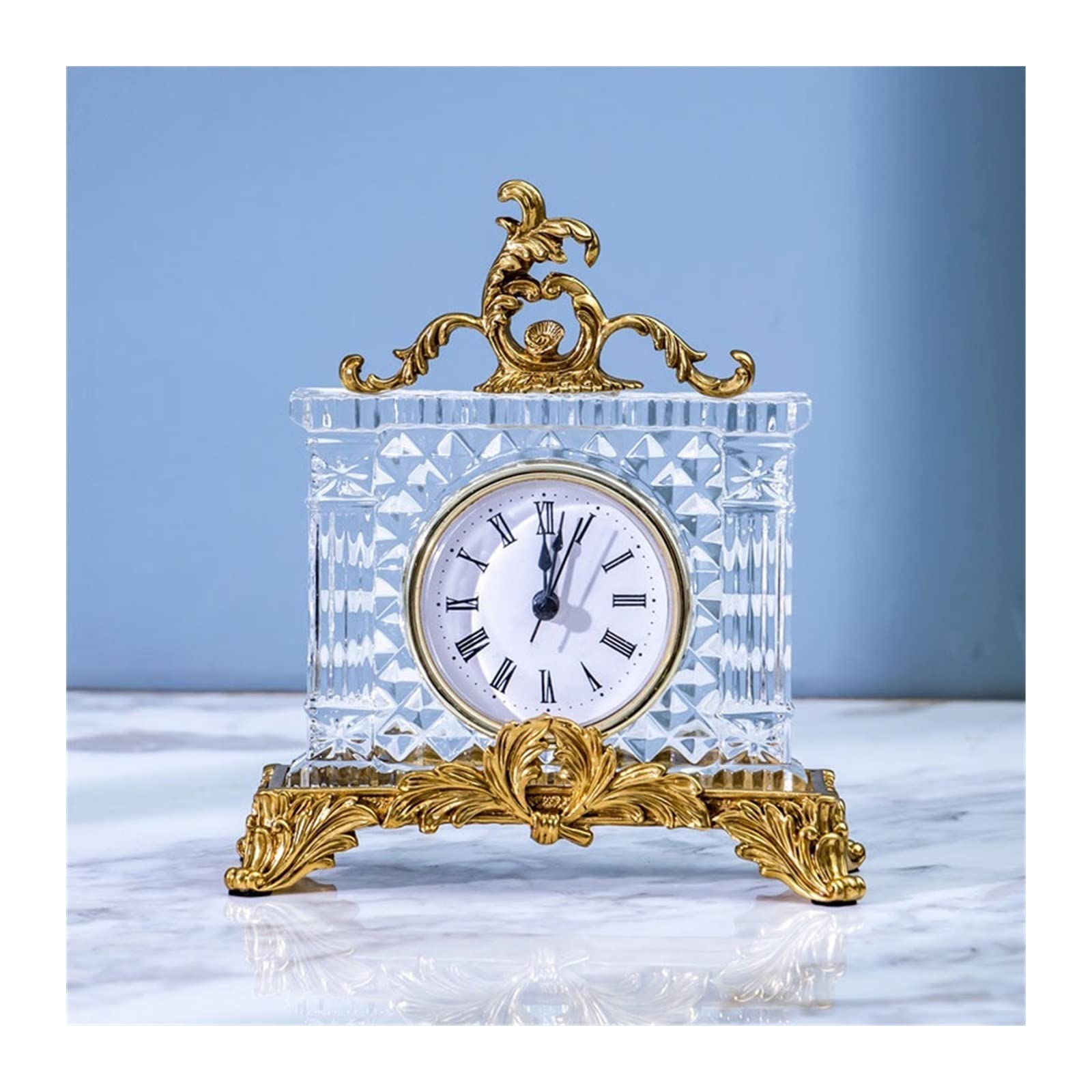 S5b8W3g7 Mantel Clocks Classical Home Decoration Glass Clock Study Living Room Table Ornaments Bedside Decorate