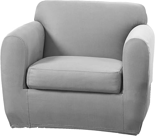 SureFit Home Decor Ultimate - Funda para silla de asiento separada, de piel sintética, elástica, pesada, color gris