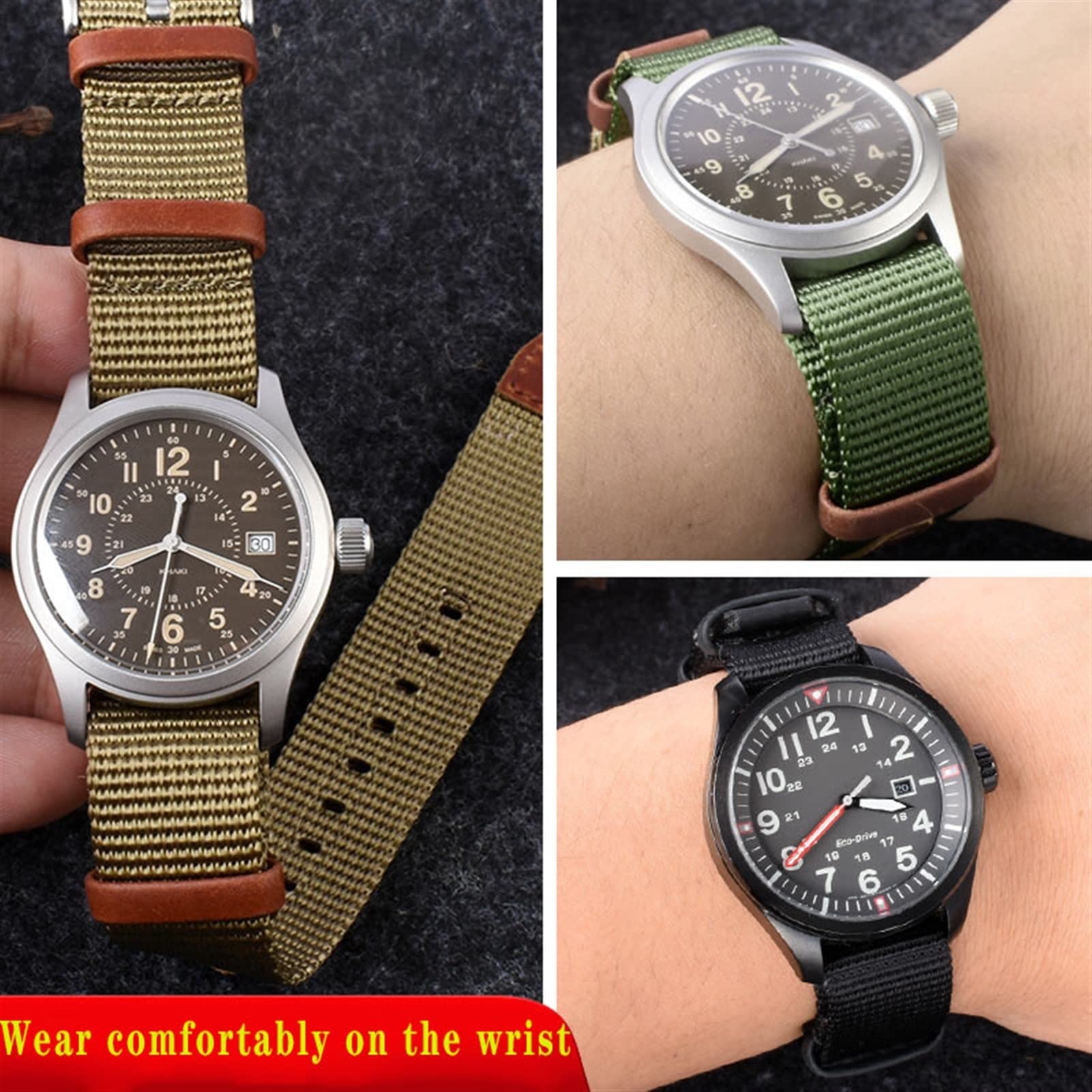 Nylon-Armband für Hamilton H69439931 H69439411 Armband 20 mm 22 mm Marke Freizeit Uhrenarmbänder (Farbe: 32 x 14 mm, Größe: 22 mm), 22 mm, Achat