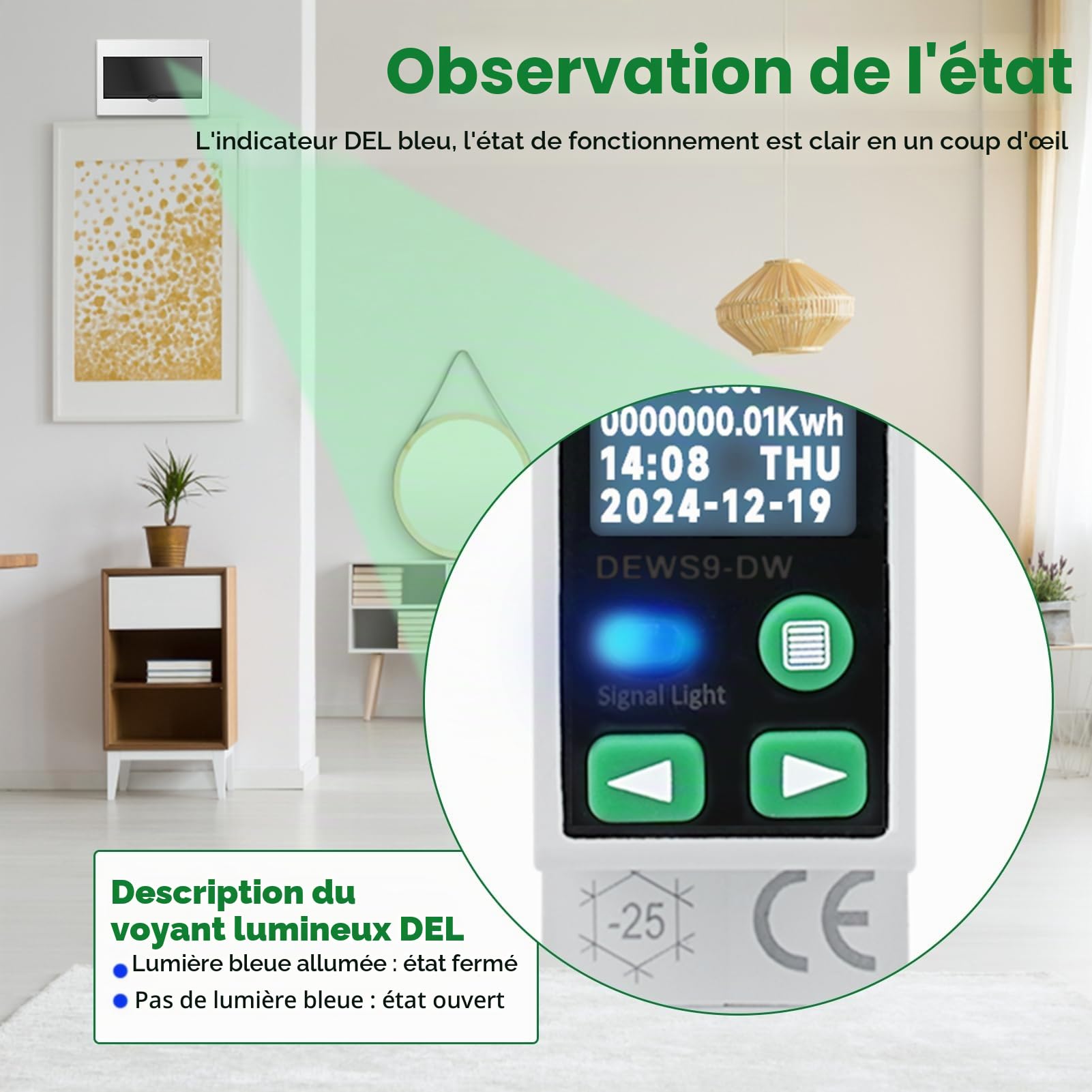DEWIN Disjoncteur WiFi rail DIN, Tuya WiFi Smart Circuit Breaker avec minuterie fonction Smart Meter et commande à distance pour Smart Home affichage LCD 40A AC 230V