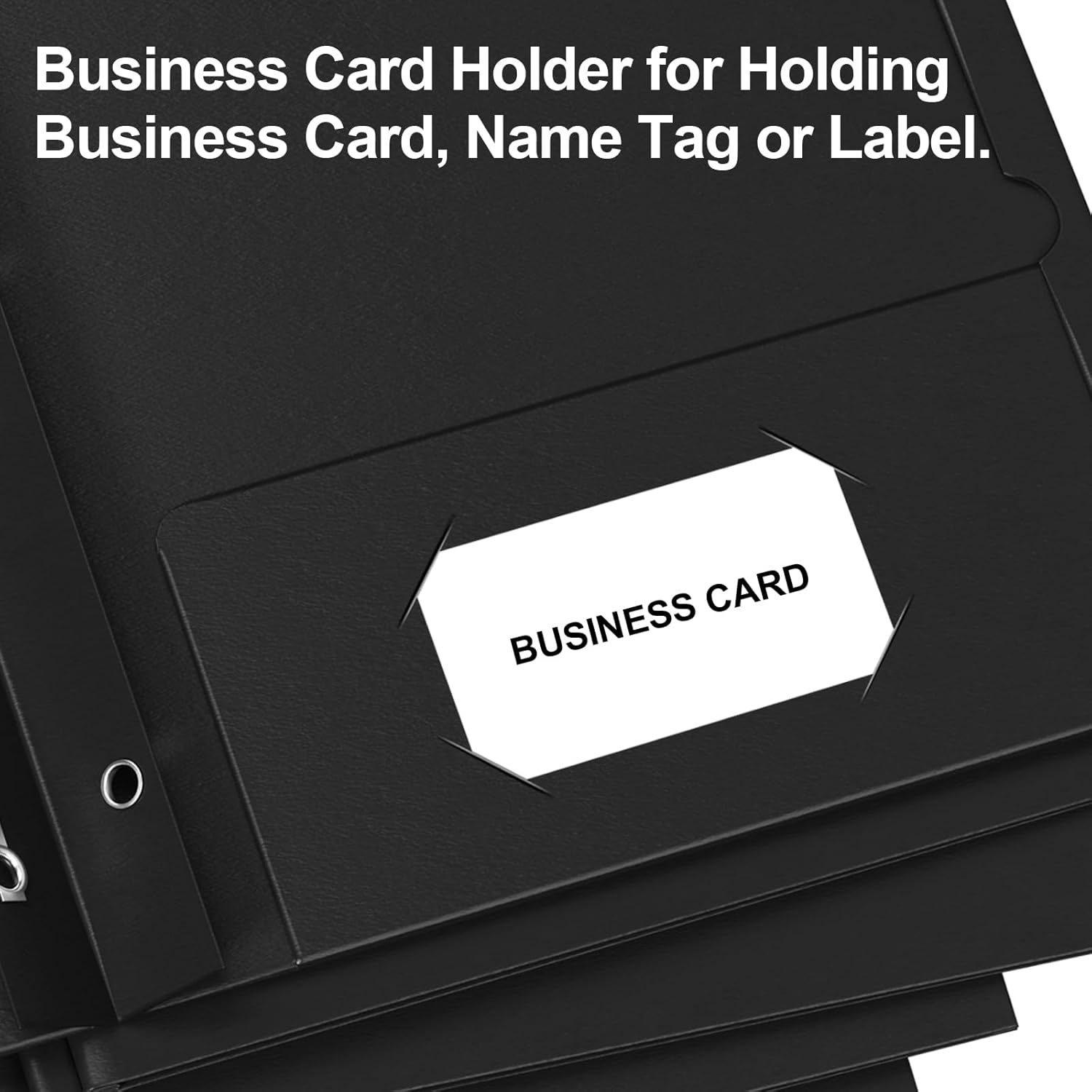 HABGP 100 Pack Black Two Pocket Folder with Prongs, Paper Folders with Pockets and Business Card Holder, Folders with Pocket Fit Letter Size, Organizing Papers in School, Office & Business Black