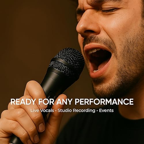 Miniatura 5 de Bowens Paquete de 2 micrófonos profesionales XLR con soporte para micrófono, micrófono de mano para cantar, karaoke y uso en escenario, incluye