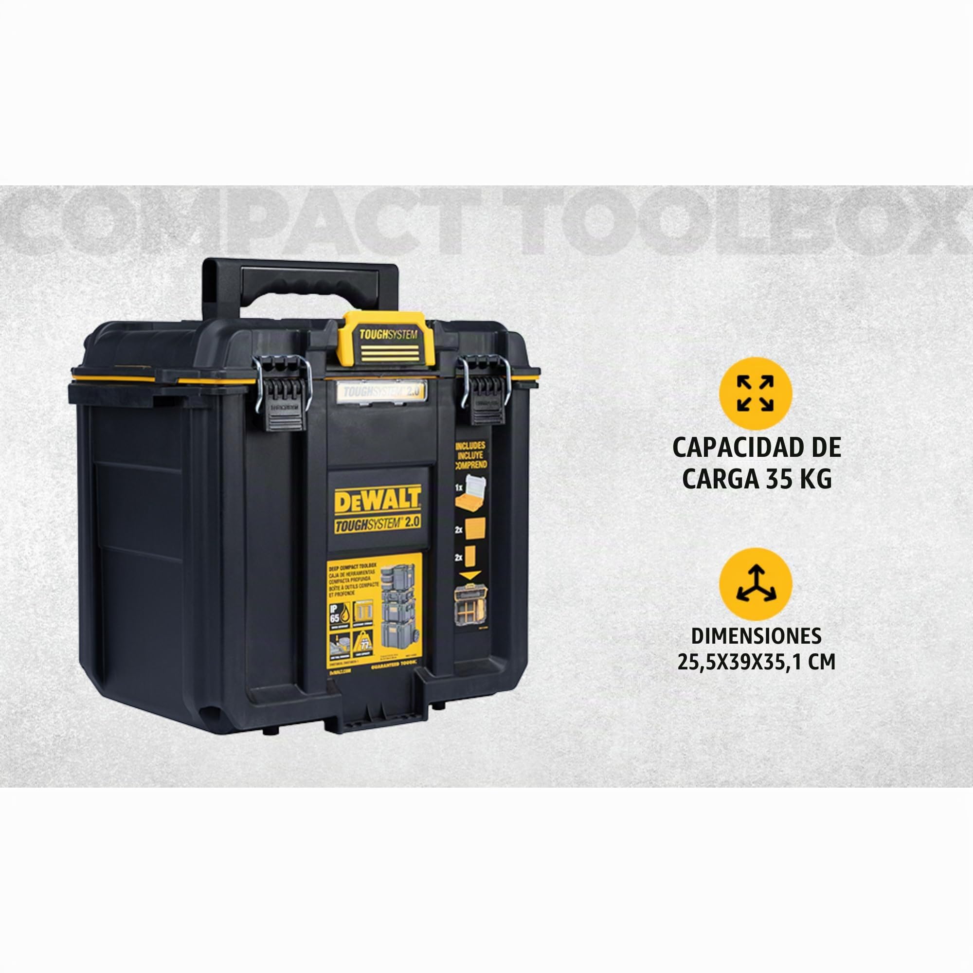 DEWALT TOUGHSYSTEM 2.0 Caja de herramientas compacta y duradera con separadores extraíbles (DWST08035)