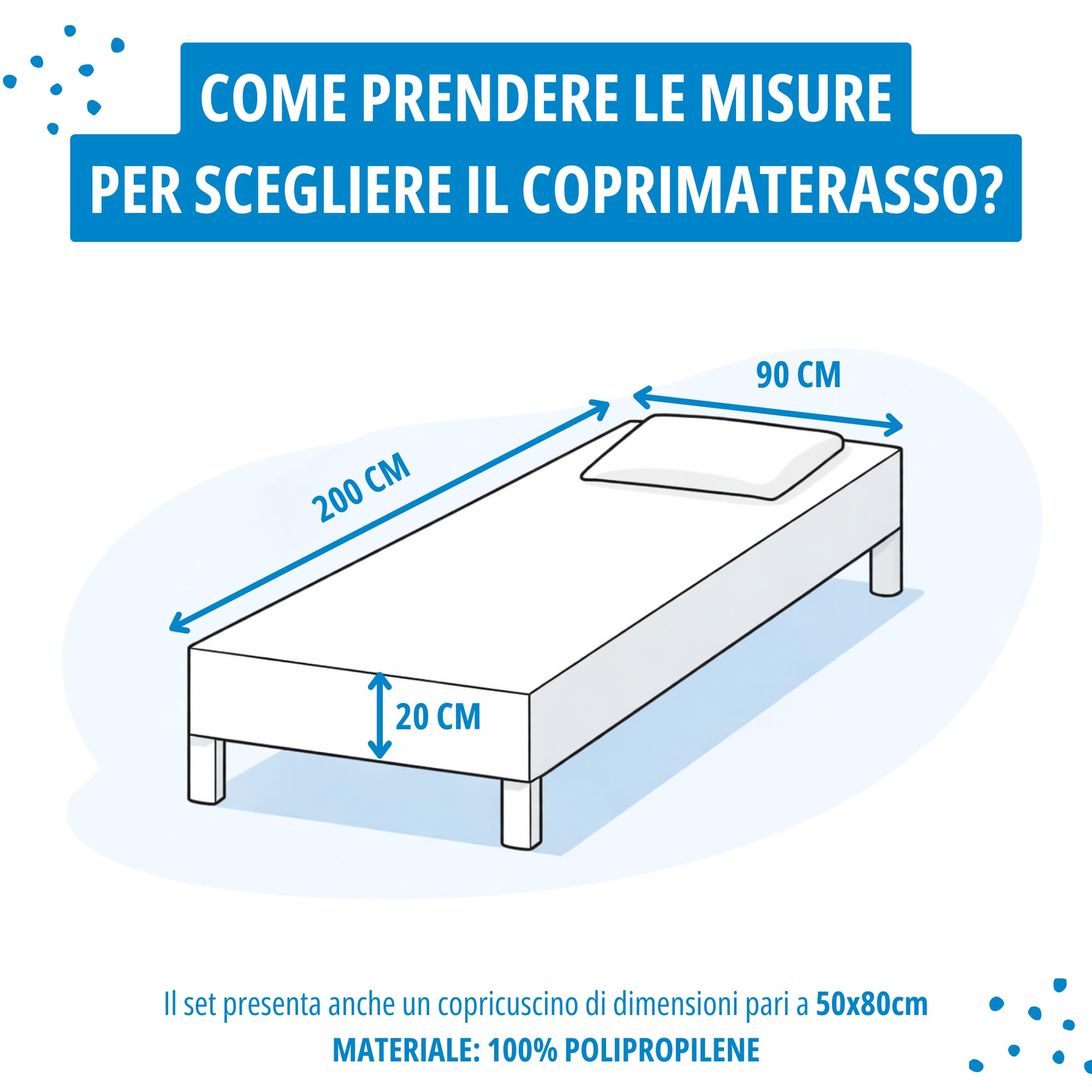 Allergosystem Set Coprimaterasso Antiacaro Singolo con Cerniera 90x200x20cm e Copriscuscino Letto 50x80cm - Dispositivo Medico Antiacaro e Anallergico MADE IN ITALY - Linea Nuvola