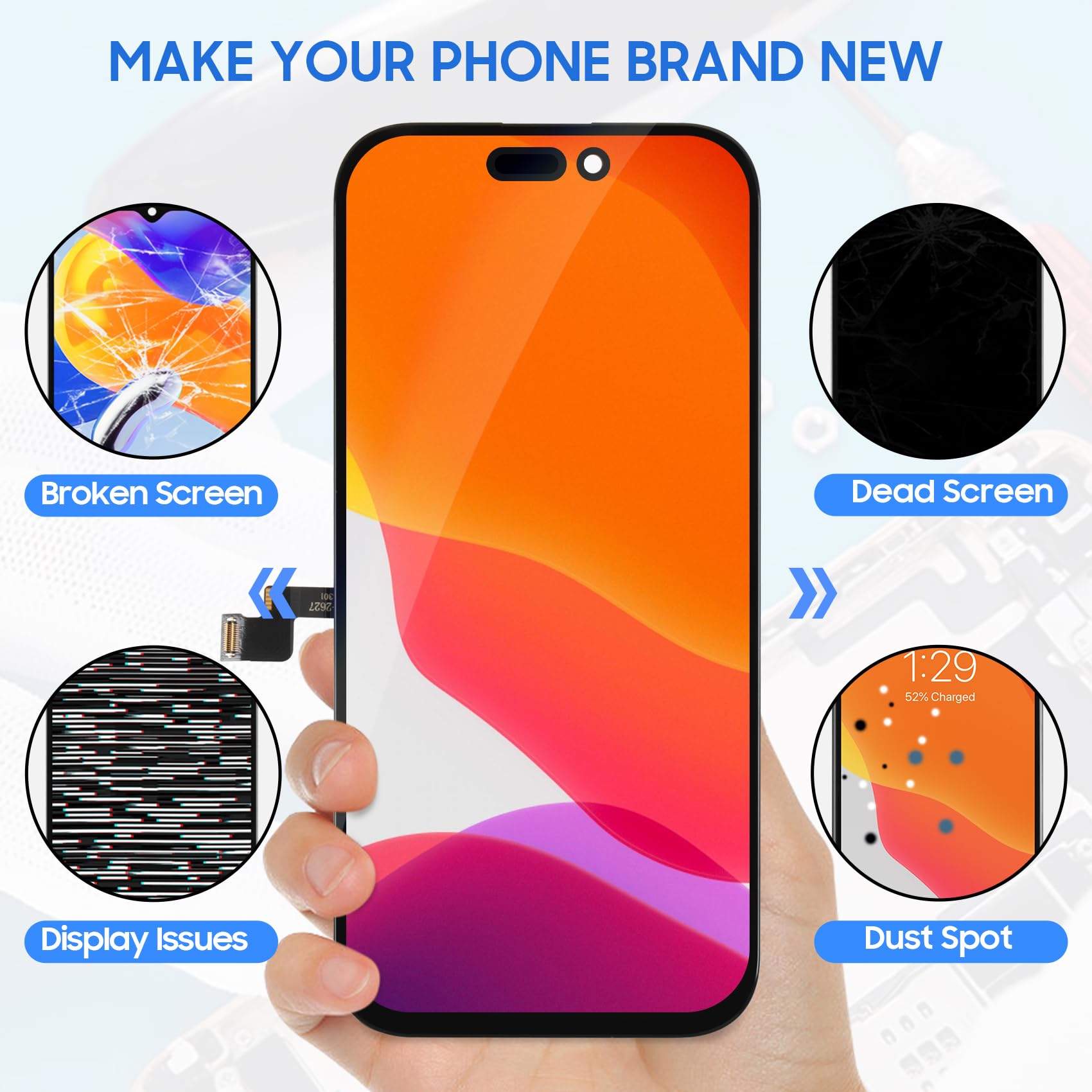 INCELL wyświetlacz LCD do iPhone'a 16 Pro, zamiennik ekranu do iPhone'a 16 Pro, A3293, A3083, A3292, A3294, zestaw naprawczy ekranu dotykowego z narzędziami, szkło hartowane