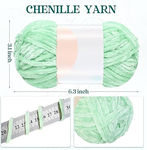 Vista 44 de Xinnun 12 madejas de terciopelo de chenilla de 1116 yardas, hilo de felpa suave y grueso, a granel para tejer a ganchillo, manta de tejer