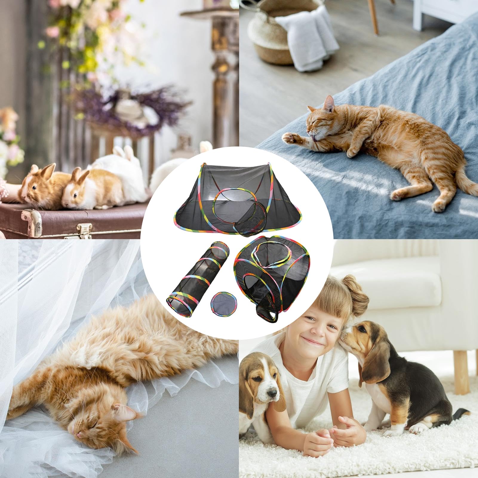 Tienda de campaña de malla transpirable para gatos, para exteriores, túnel portátil para gatos, parque infantil plegable, tienda cerrada compacta, jaula interactiva para cachorros y perros para jugar