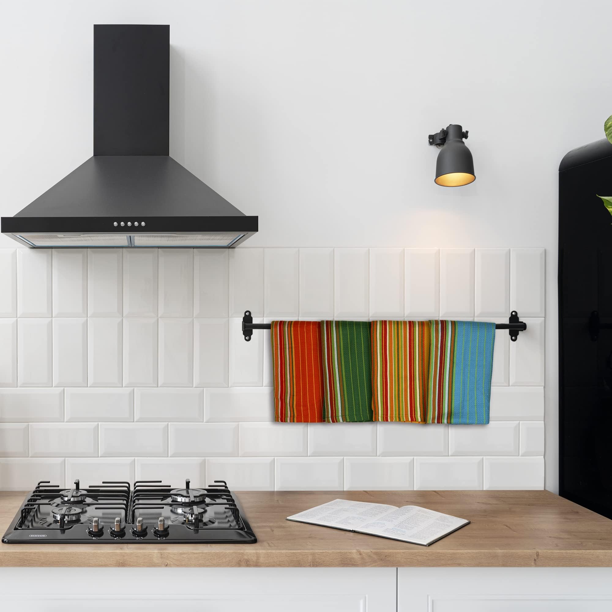 Urban Villa Kitchen Towels 100% Cotton Dish Towels for Kitchen(Set of 4)20”x30” Dish Cloths Highly Absorbent Kitchen Linen Set with Hanging Loop Perfect for Drying Dishes Cleaning Towels -Multi Color