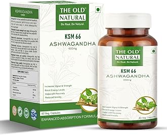 KSM-66 Ashwagandha 600 mg Veg Capsules | Extra Strength Natural Formulation | Support strength & energy | Withania Somnifera Extract - 60 Vegetarian Capsules