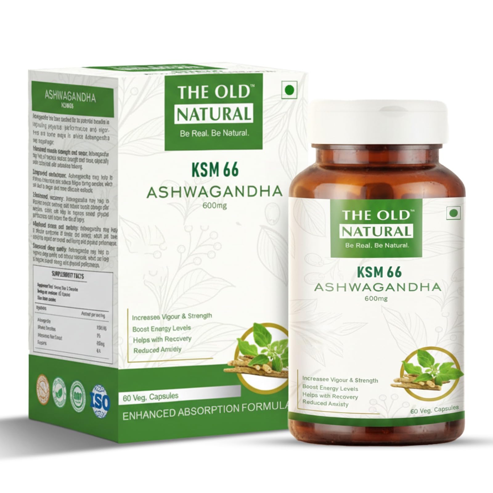 KSM-66 Ashwagandha 600 mg Veg Capsules | Extra Strength Natural Formulation | Support strength & energy | Withania Somnifera Extract - 60 Vegetarian Capsules