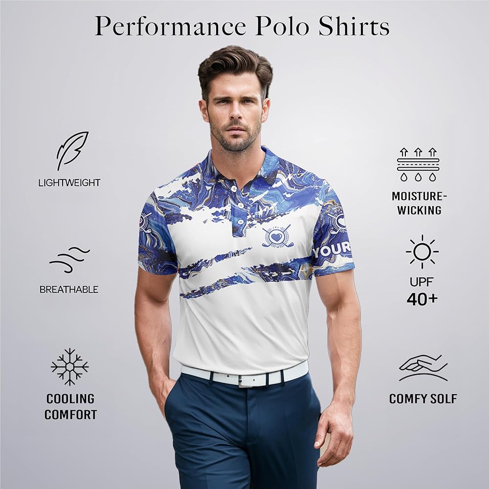 Amazon.com: Men's Purple & White Golf Polo Shirt - Custom Name